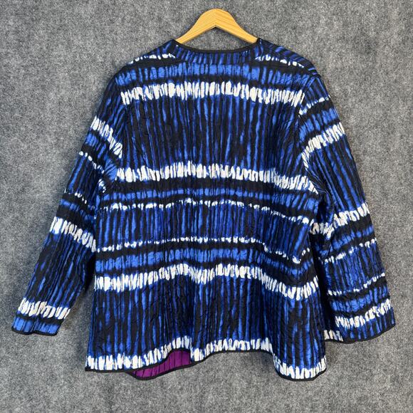 Catherines Jacket Womens 2X Blue Printed Open Front Quilted Business Casual Plus - Picture 2 of 6